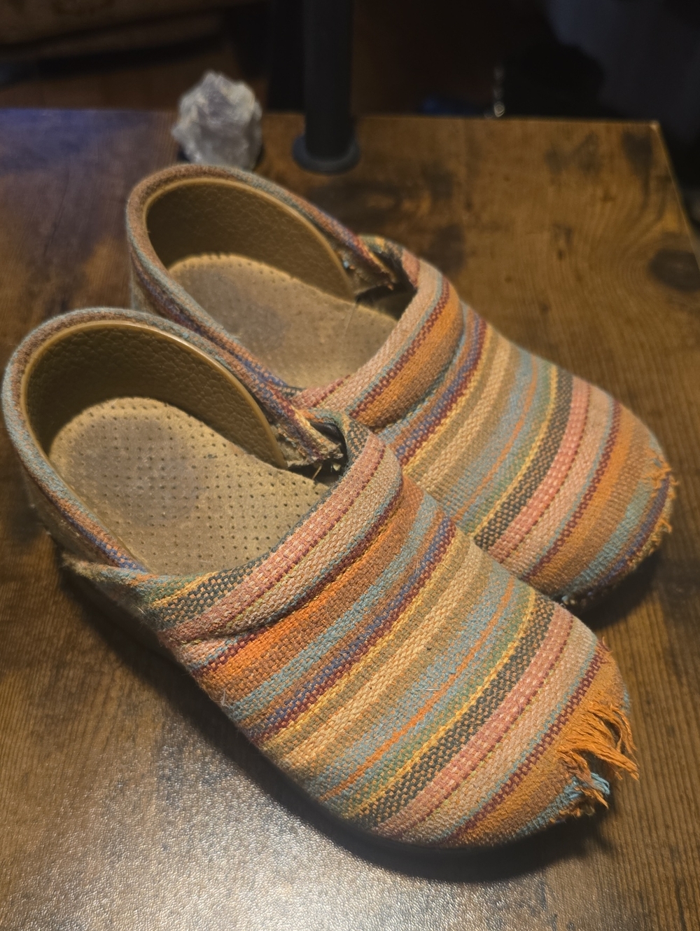 Kids Dansko Multicolor Striped Woven Clogs - Size 27